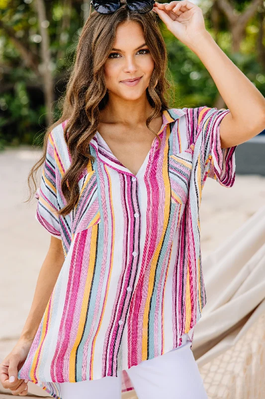 women's tops with floral printsThis Is The Day Pink Striped Top