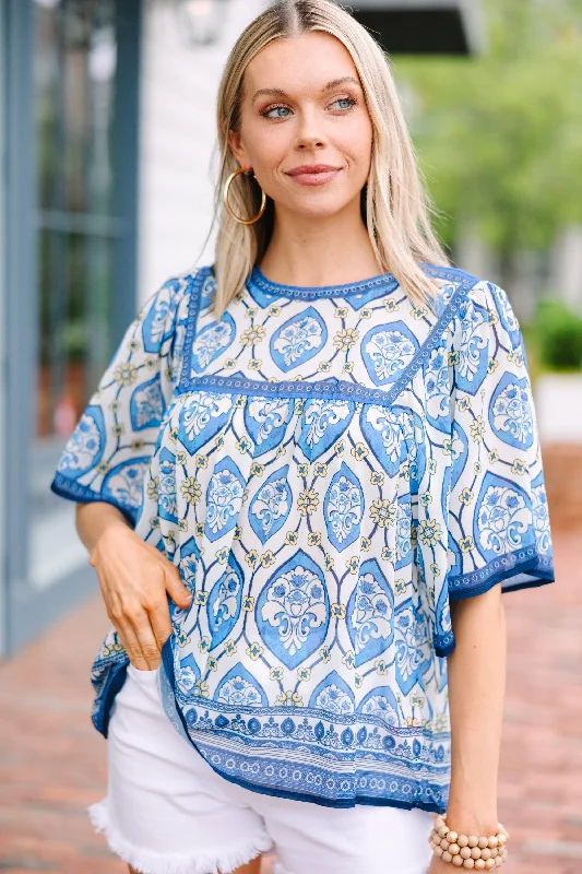 women's tops made from cottonKnow The Truth Blue Abstract Blouse