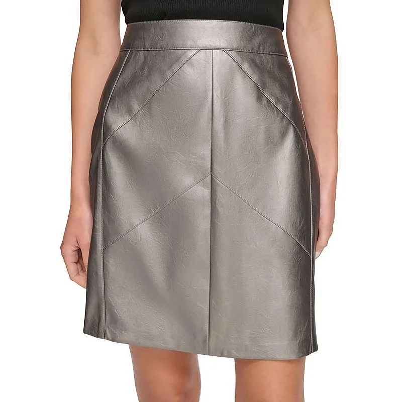 women's party skirtsWomens Faux Leather Chevron Seam Pencil Skirt