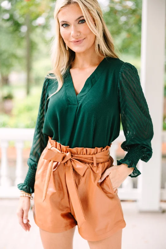 women's tops for smart casual looksBest Behavior Hunter Green Blouse