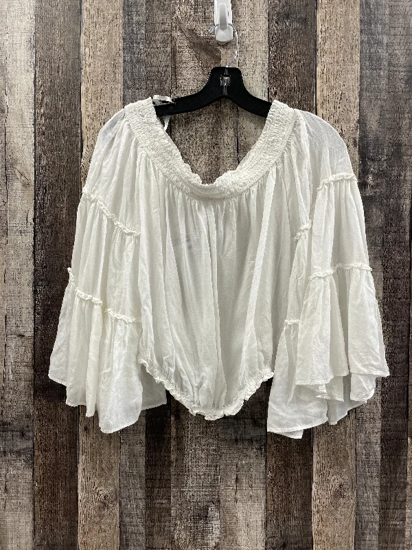 women's long sleeve tops with round necksTop Long Sleeve By Free People In White, Size: S