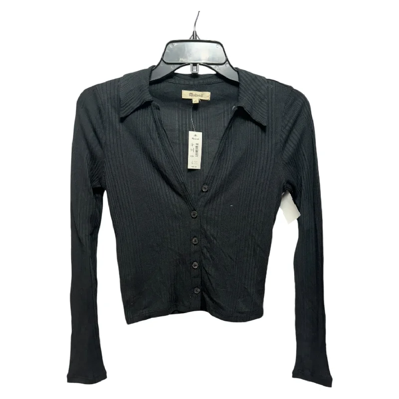 women's long sleeve tops with lace-up backsTop Long Sleeve By Madewell In Black, Size: S