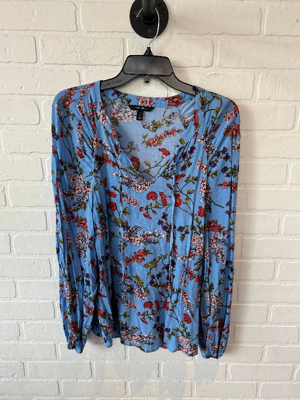 women's long sleeve tops with appliqué designsTop Long Sleeve By Banana Republic In Blue, Size: L