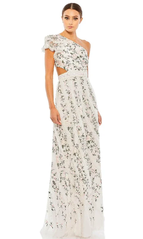 women's long-sleeved dressesMac Duggal 70160 - Floral Strappy Evening Gown