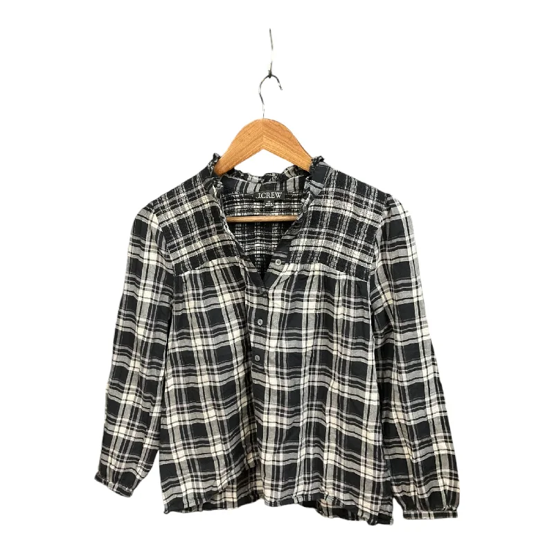 women's long sleeve tops for special occasionsTop Long Sleeve By J. Crew In Plaid Pattern, Size: Xs