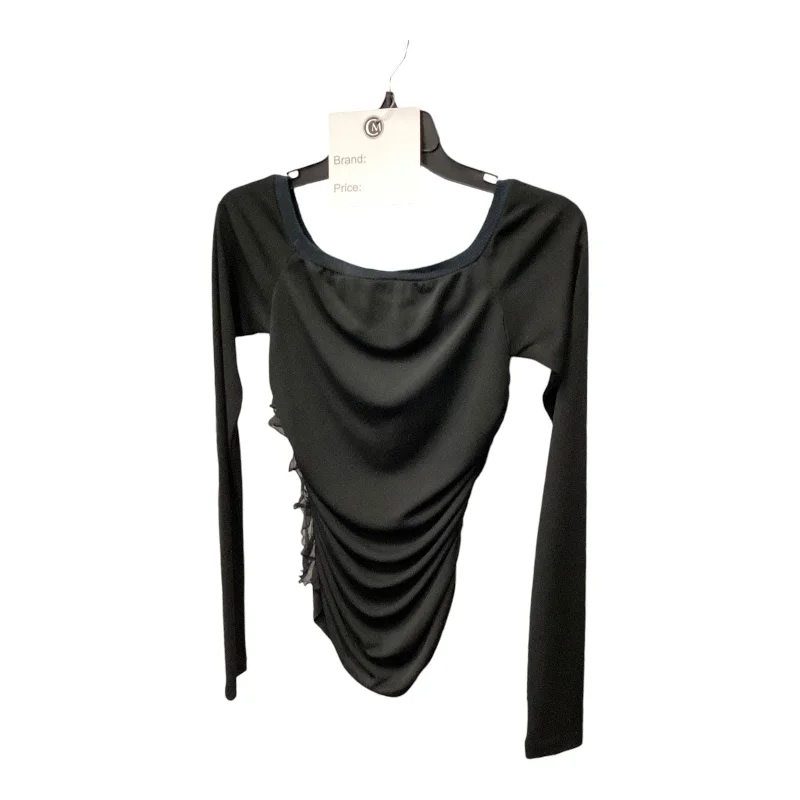 women's long sleeve tops made of synthetic fiberTop Long Sleeve Luxury Designer By Dolce And Gabbana In Black, Size: M