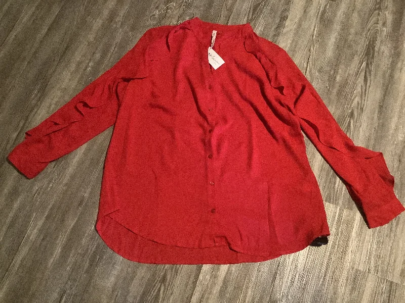 women's long sleeve tops for winterTop Long Sleeve By Ny Collection In Red, Size: 1x