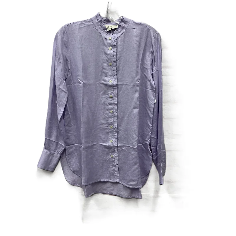 women's long sleeve tops with distressed finishesTop Long Sleeve By Loft In Purple, Size: Xs