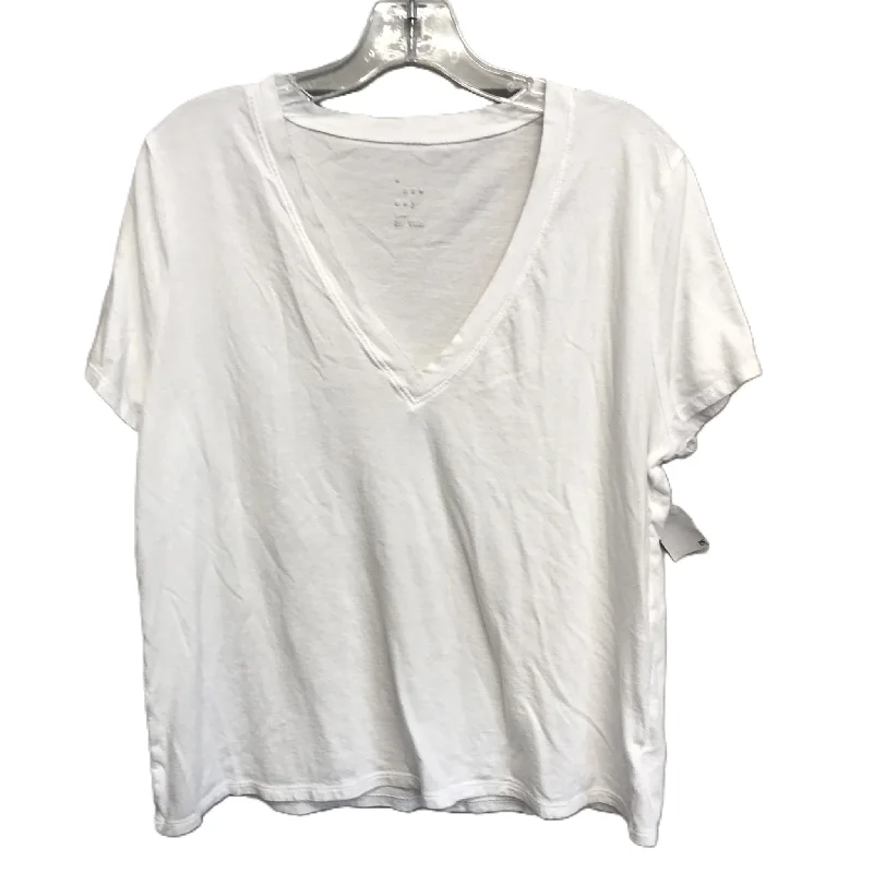 women's T-shirts with UV protectionWhite Top Short Sleeve Basic By A New Day, Size: L