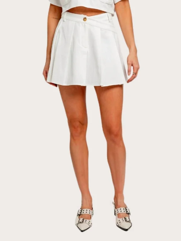 women's pencil skirtsAsymmetric Pleated Skirt In White