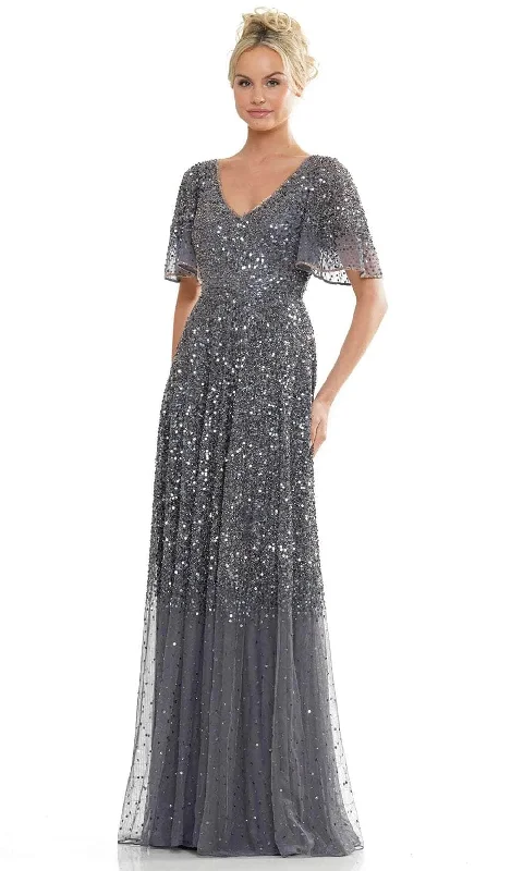 women's midi dressesMarsoni by Colors MV1259 - Sequin V-Neck Evening Dress