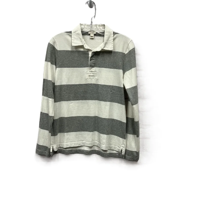 budget-friendly women's long sleeve topsTop Long Sleeve By J. Crew In Grey & White, Size: S