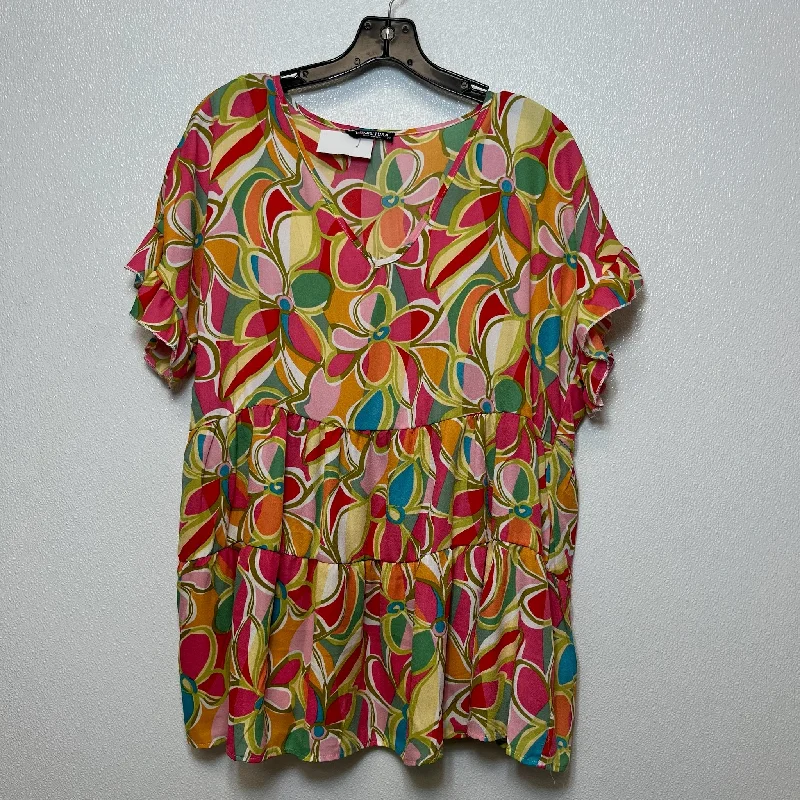 women's T-shirts with pastel colorsMulti-colored Top Short Sleeve Heimish Usa, Size 1x