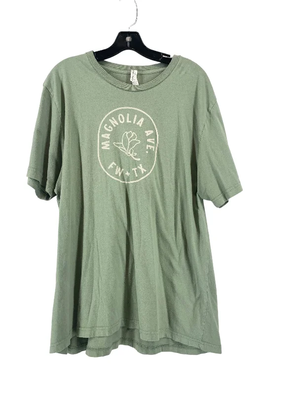 women's T-shirts with cold-shoulder cutsGreen Top Short Sleeve Basic Bella + Canvas, Size 2x