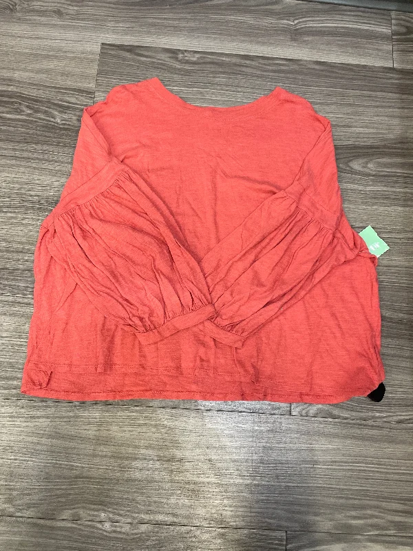 women's long sleeve tops with lace detailsTop Long Sleeve By Time And Tru In Coral, Size: Xl