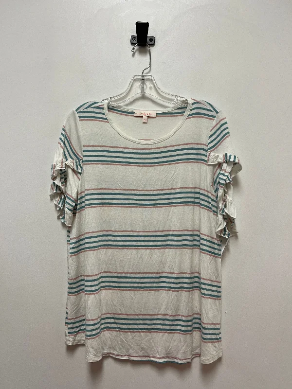 women's T-shirts for autumnStriped Pattern Top Short Sleeve Clothes Mentor, Size L