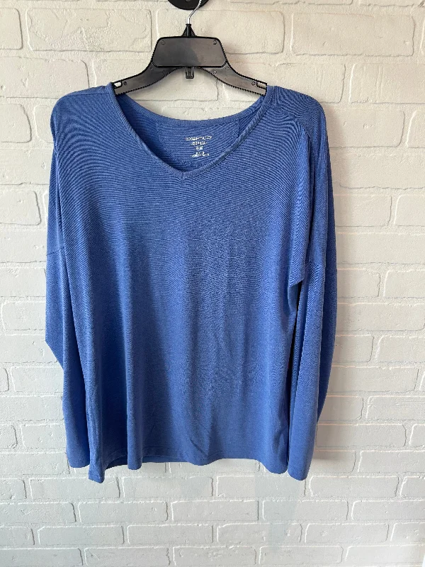 women's long sleeve tops with relaxed fitsTop Long Sleeve Basic By Exofficio In Blue, Size: M