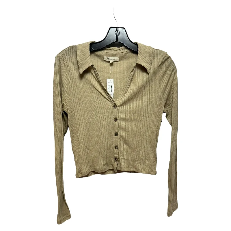 women's long sleeve tops with fitted designsTop Long Sleeve By Madewell In Tan, Size: M