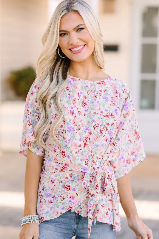 women's tops with cold-shoulder cutsHappy Thoughts Sage Green Tied Floral Blouse