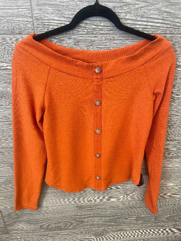 designer women's long sleeve topsTop Long Sleeve By Self Esteem In Orange, Size: L