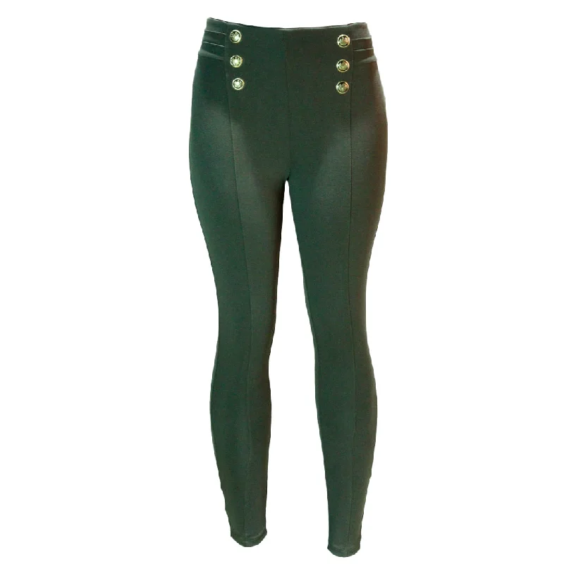 women's cocktail skirtsGreen Leggings With Buttons