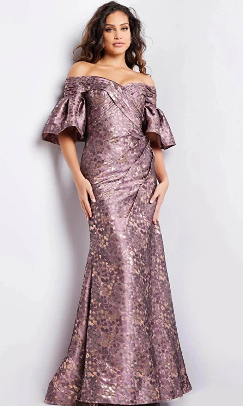 women's body-skimming dressesJovani 26258 - Off Shoulder Metallic Floral Evening Gown