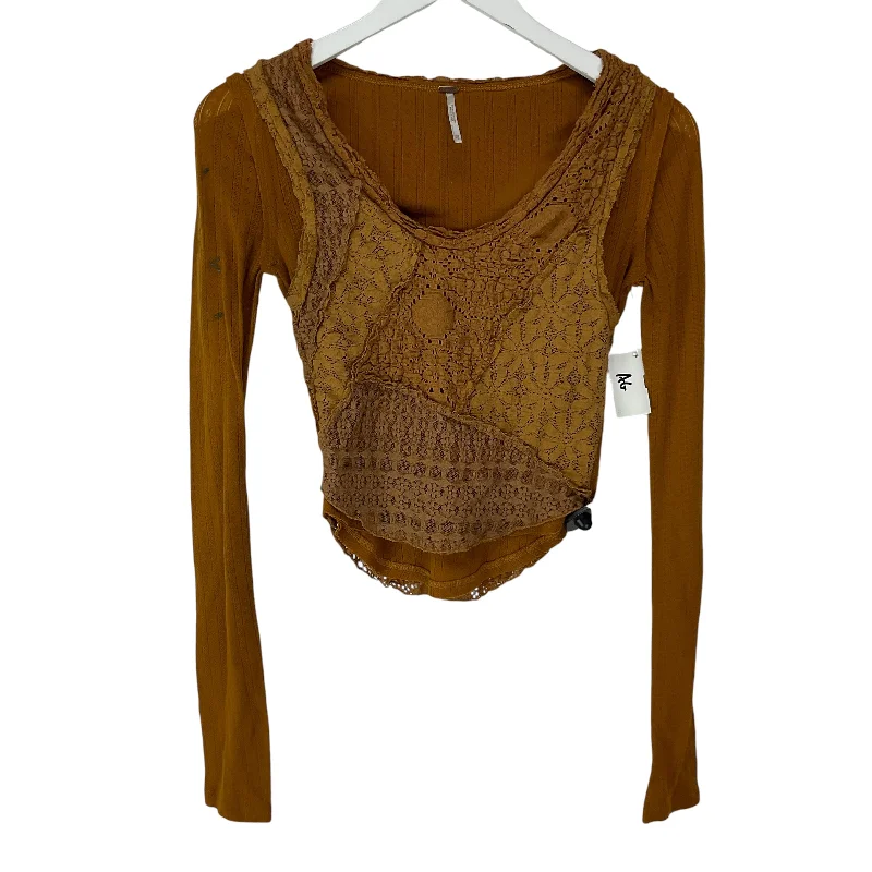 women's long sleeve tops with tall fitsTop Long Sleeve By Free People In Orange, Size: Xs