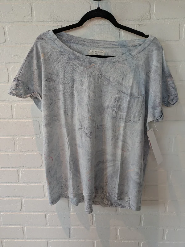 women's T-shirts with sheer sleevesGrey Top Short Sleeve Basic Sol Angeles, Size Xl