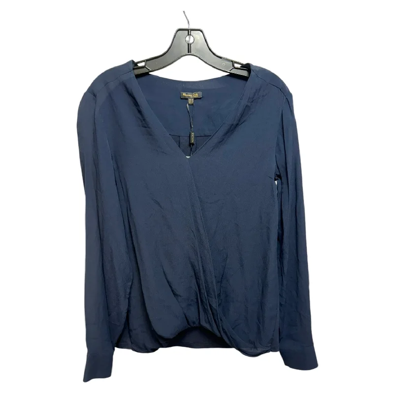 women's long sleeve tops with oversized fitsTop Long Sleeve By Massimo Dutti In Navy, Size: M