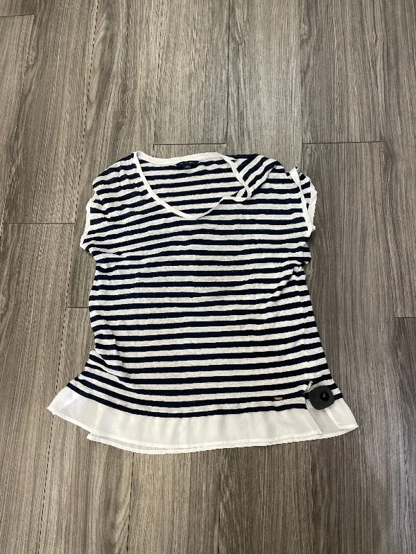 women's T-shirts with bleach-splatter designsStriped Pattern Top Short Sleeve Tommy Hilfiger, Size Xl