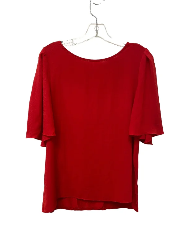 women's T-shirts with turtlenecksRed Top Short Sleeve Loft, Size S