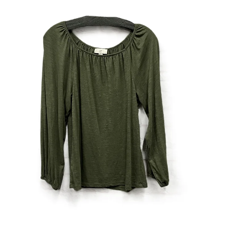 women's long sleeve tops with fitted designsTop Long Sleeve By Loft In Green, Size: Xs