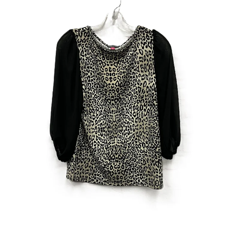 women's long sleeve tops with stretchable fabricTop Long Sleeve By Vince Camuto In Animal Print, Size: S