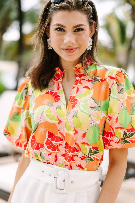 women's tops for those who want to wear pieces that are both comfortable and stylishFind You Well Orange Floral Blouse