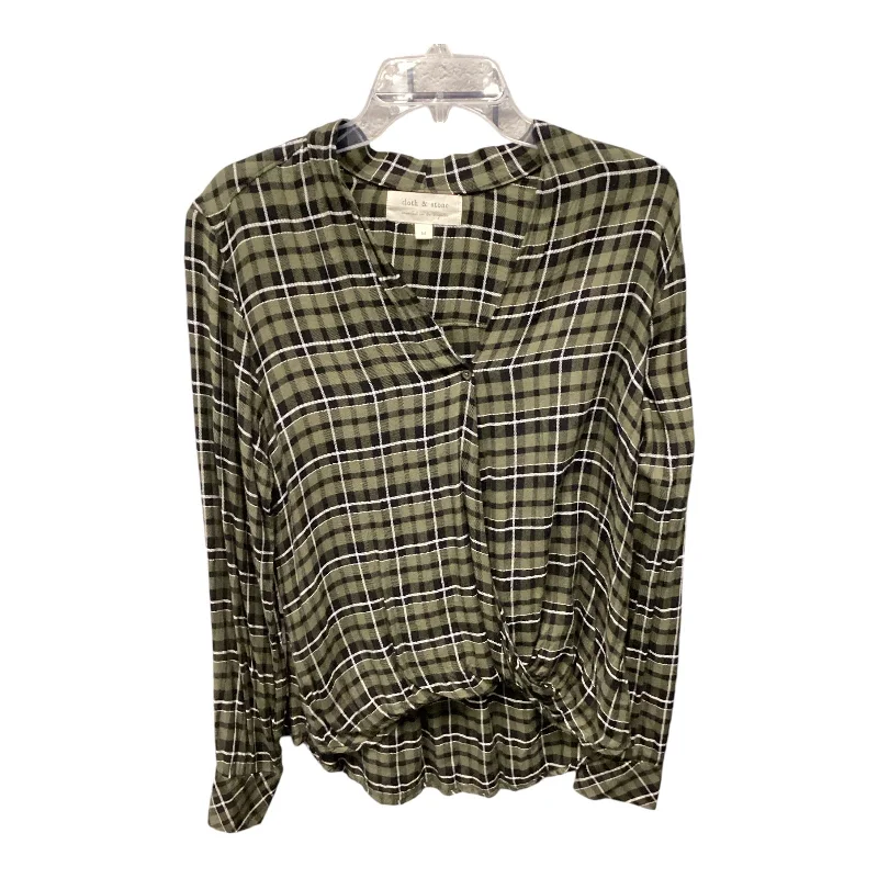 women's long sleeve tops with tall fitsTop Long Sleeve By Cloth And Stone In Plaid, Size: M