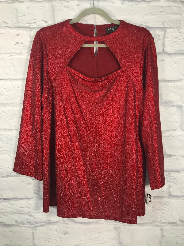 women's long sleeve tops with sheer sleevesTop Long Sleeve By Lane Bryant In Red, Size: L