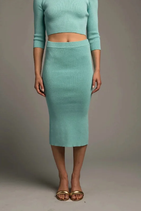 women's winter velvet skirtsKnit Pick Skirt In Aqua Shine