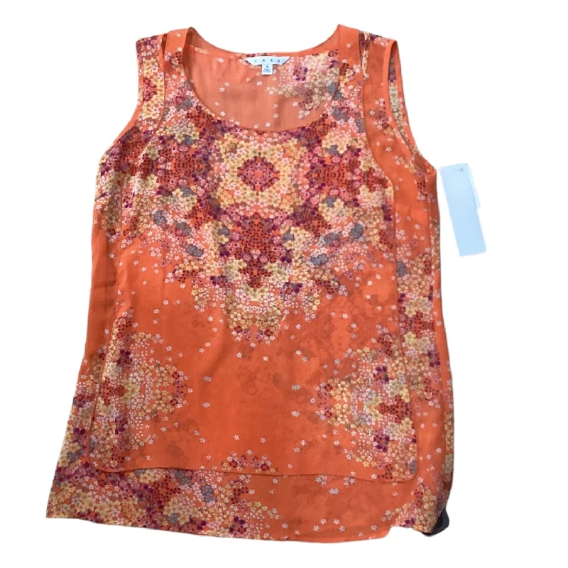 women's T-shirts with petite sizingOrange Top Short Sleeve Designer Cabi, Size S