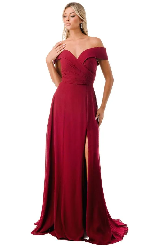 women's glam dressesAspeed Design L2767Y - Off Shoulder Evening Gown