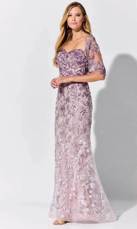 women's cinched-waist dressesIvonne-D ID316 - Ombre Lace Evening Dress