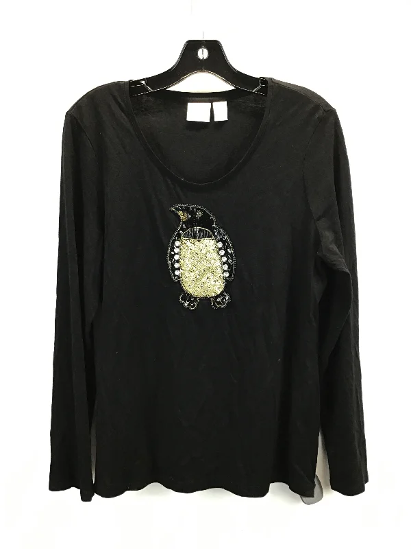 women's long sleeve tops with sequin embellishmentsTop Long Sleeve By Zenergy By Chicos In Black, Size: M