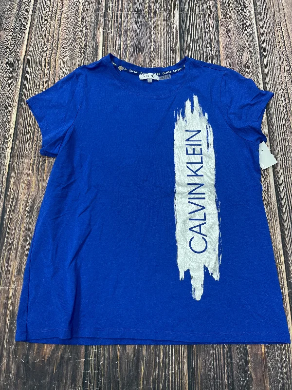 women's T-shirts with personalized messagesBlue Top Short Sleeve Calvin Klein, Size L