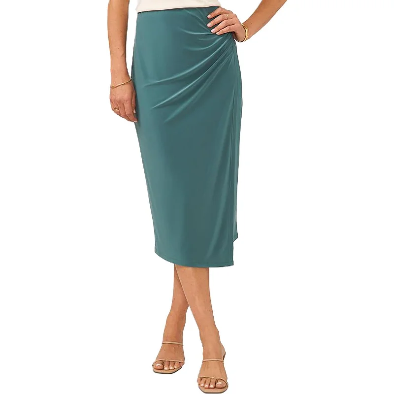 women's fall maxi skirtsWomens Faux Wrap Below Knee Midi Skirt