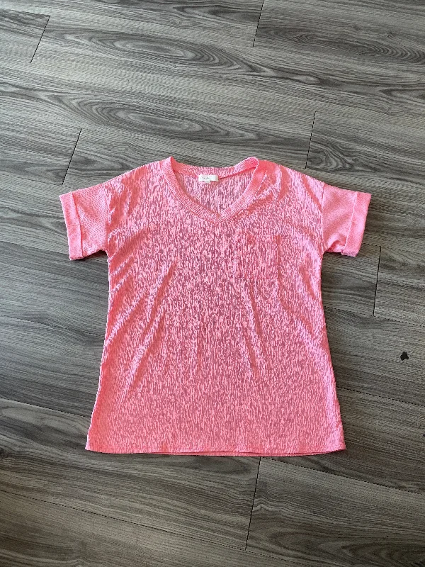 vibrant women's T-shirtsCoral Top Short Sleeve Clothes Mentor, Size L