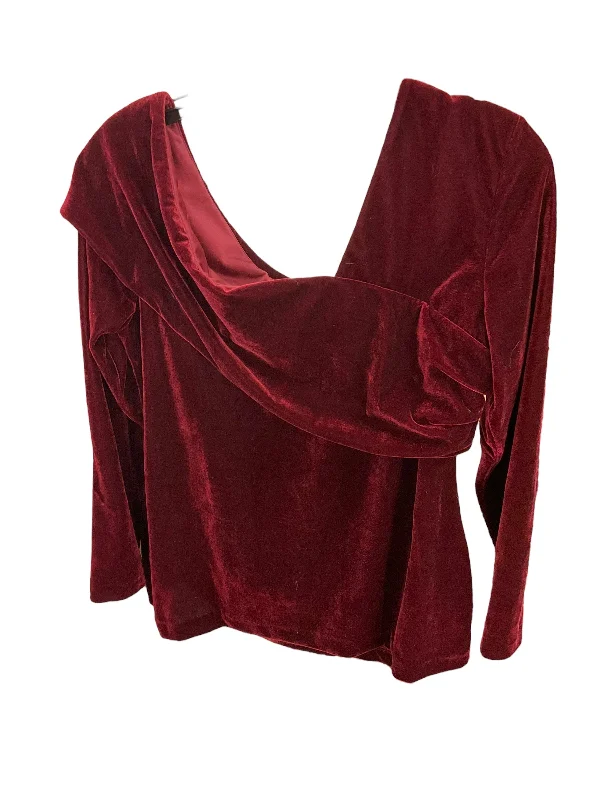 women's long sleeve tops with petite sizingTop Long Sleeve By Reiss In Maroon, Size: L