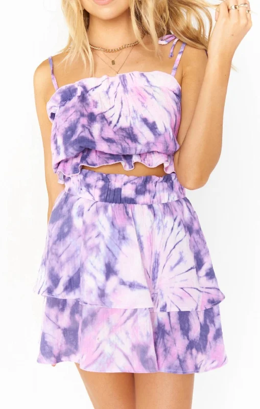 women's velvet mini skirtsAiden Mini Skirt In Purple Tie Dye