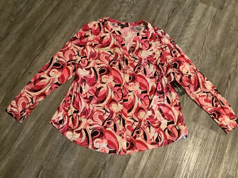 women's long sleeve tops with unique designsTop Long Sleeve By Inc In Multi-colored, Size: 1x