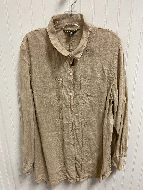 women's long sleeve tops with rufflesTop Long Sleeve By Tommy Bahama In Taupe, Size: Xl