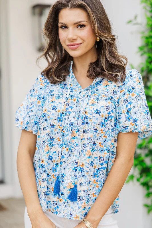 women's tops for casual FridaysRemember You Well Blue Floral Blouse