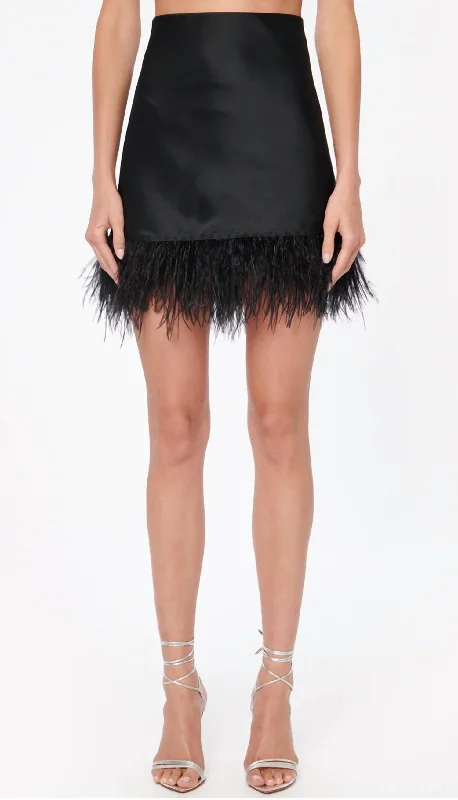 women's leather skirtsAviva Feather Mini Skirt In Black